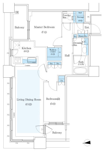 Floor: 2LDK + WIC + STO, the occupied area: 75.53 sq m, Price: 60,980,000 yen, now on sale