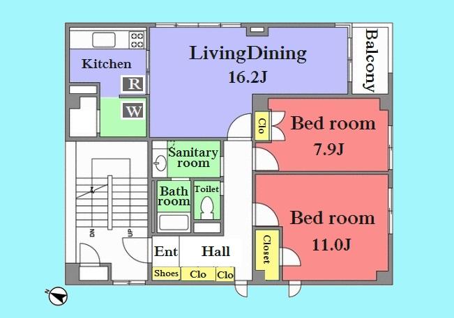 Floor plan. 2LDK, Price 61,800,000 yen, Occupied area 93.08 sq m , Balcony area 4 sq m
