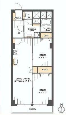 Floor plan. 2LDK, Price 37,800,000 yen, Footprint 57.5 sq m Floor