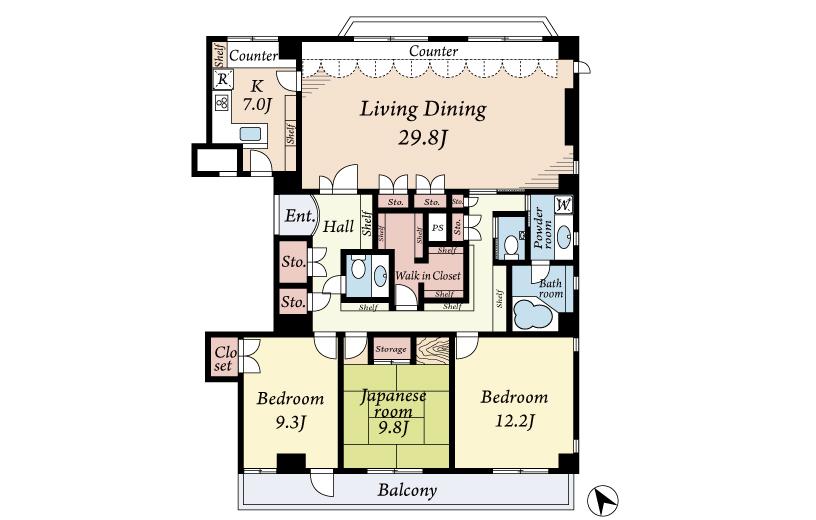Floor plan. 3LDK, Price 108 million yen, Footprint 162.46 sq m , Balcony area 13.14 sq m