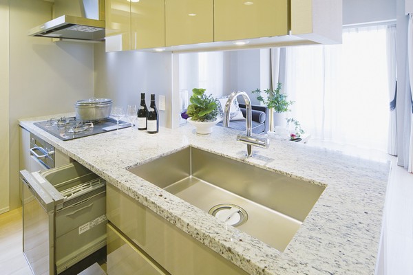 Face-to-face kitchen with granite counter