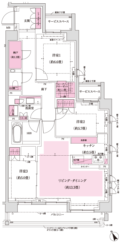 Floor: 3LDK + WIC + N, the occupied area: 84.54 sq m, price: 89 million yen ・ 100 million 5.9 million yen, currently on sale