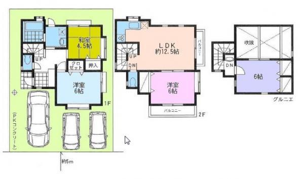 Floor plan. 45,600,000 yen, 3LDK, Land area 89.29 sq m , Building area 86.66 sq m (floor plan) parking 3 units can be! It is a Japanese-style room 4.5 Pledge!