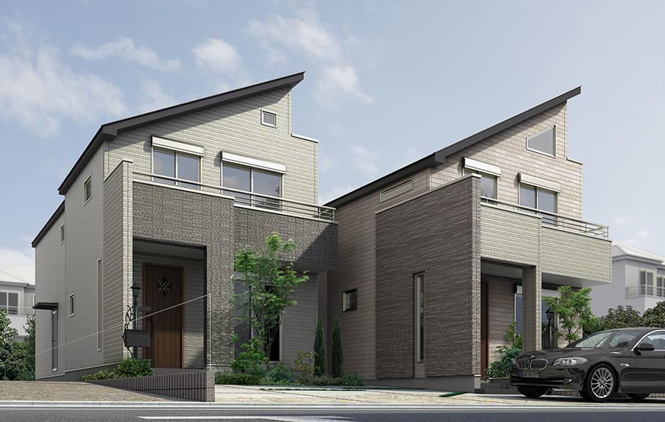 Dynamic roof shape and the entrance before the gate is impressive appearance facade. Relaxed some distribution building plan was to open the building south side large. (Rendering CG). Dynamic roof shape and the entrance before the gate is impressive appearance facade.