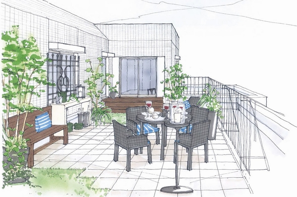 Vista spread type with a roof balcony (Rendering. Lr type. Furniture, etc. are not included in the price)