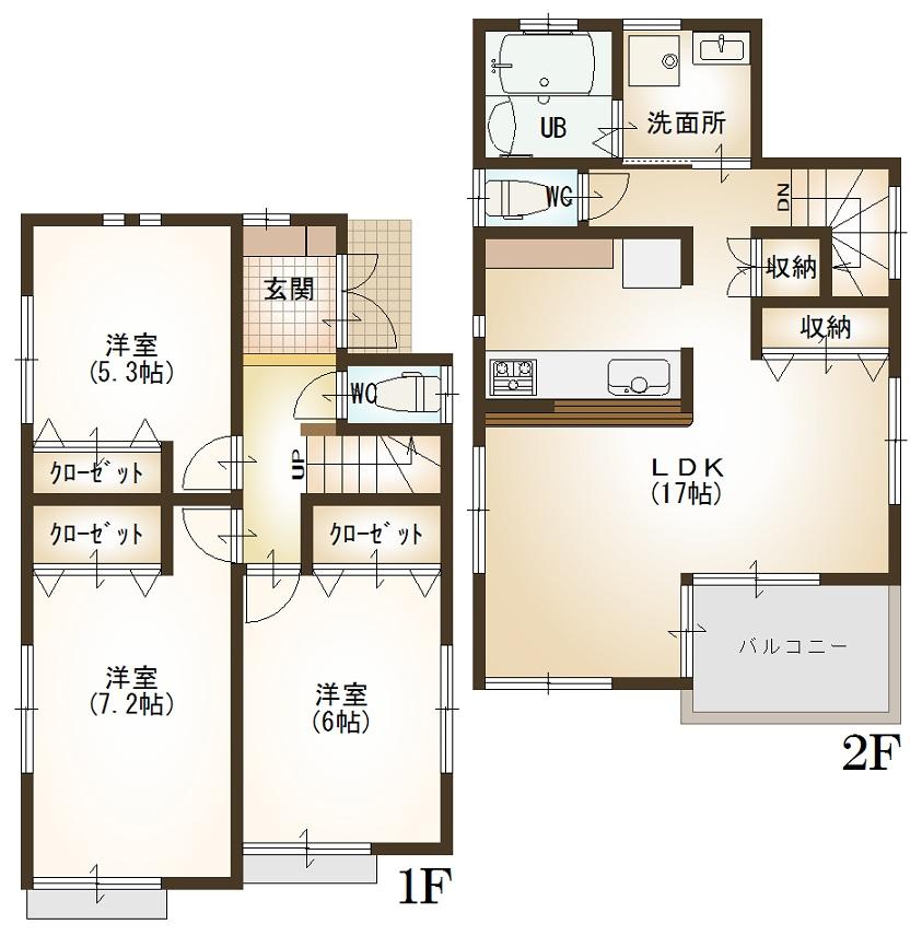 Floor plan. 54,800,000 yen, 3LDK, Land area 110.8 sq m , Building area 83.63 sq m
