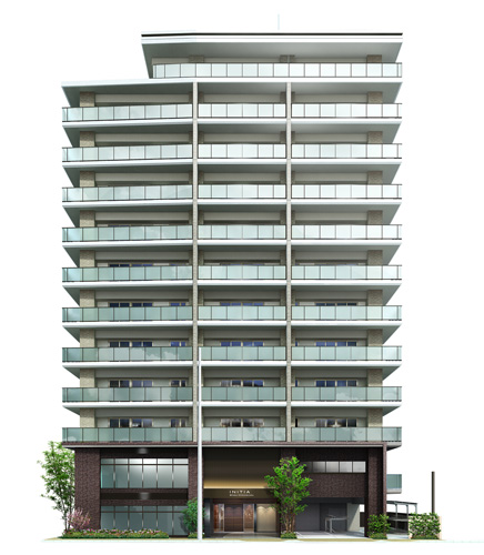 Shared facilities.  [appearance] I was taking advantage of the characteristics of the location in the southwest corner lot, Make the all households south-facing light flooded house. for that reason, As the starting point of the design that Komu takes a light in the living room, It drew an appearance from thinking the lighting in the room. All 29 units in all, We aimed the design to be delivered a comfortable life. (Exterior CG)