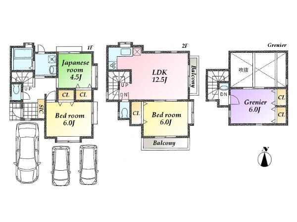 Floor plan. 45,600,000 yen, 3LDK, Land area 89.29 sq m , Building area 70.36 sq m