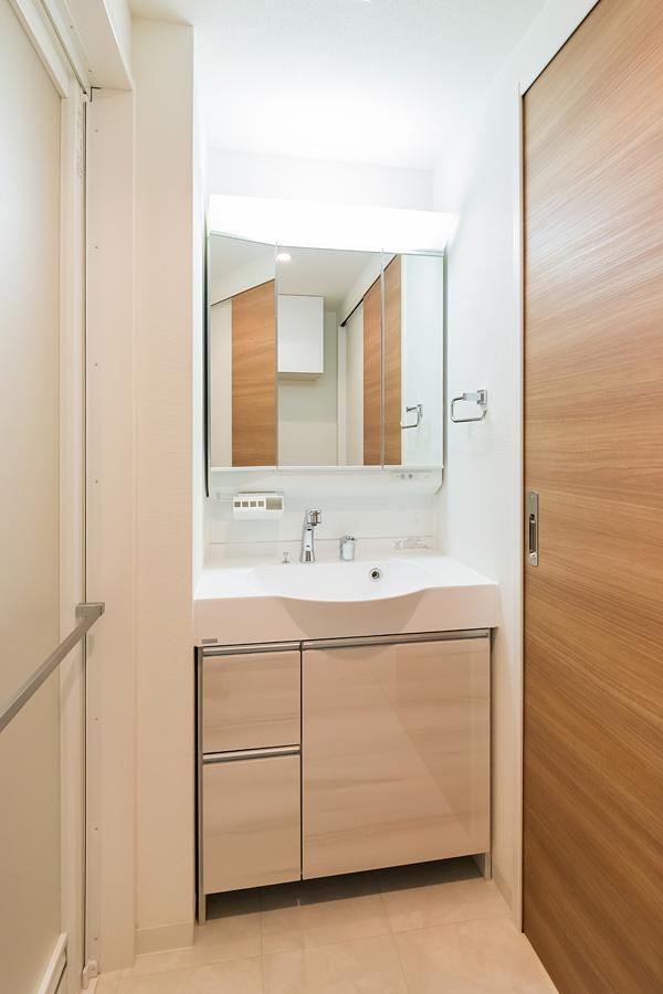 Wash basin, toilet. Noritsu made vanity