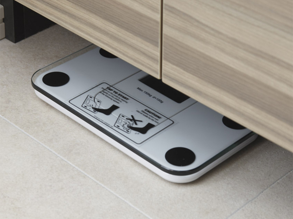 Bathing-wash room.  [Health meter space] You can clean housed in the basin under the base. (Model Room A1 type ・ Menu plan ※ Free of charge ・ Application deadline Yes / Some including paid option)