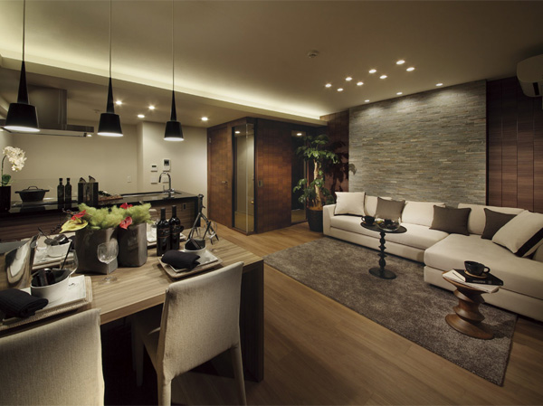 Living.  [living ・ dining] Calm and elegance. Living space to be filled in heartfelt relaxation. (Model Room A1 type ・ Menu plan ※ Free of charge ・ Application deadline Yes / Some including paid option)