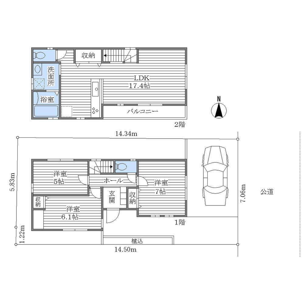 Building plan example (floor plan). Building plan example Building price 14,648,000 yen, Building area 80.11 sq m