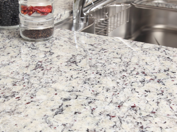 Kitchen.  [Natural stone kitchen top plate of the] Kitchen top board that employs a high magnificent natural granite. Beautifully harmony with living, It will produce a sophisticated atmosphere to the entire kitchen.