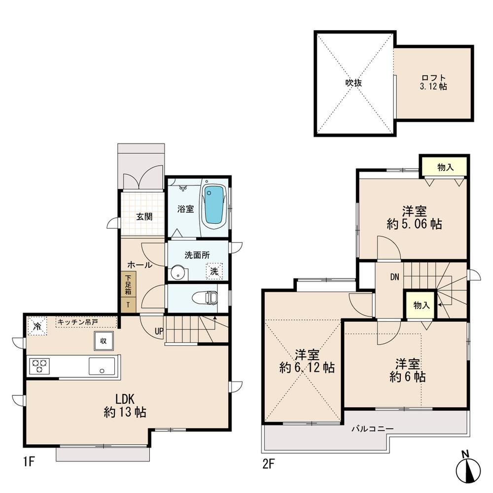 Floor plan. 23.8 million yen, 3LDK, Land area 89.92 sq m , Building area 70.38 sq m Floor