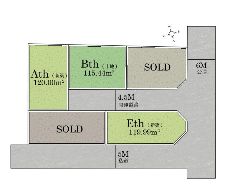 Compartment figure. Land price 15.8 million yen, Land area 115.44 sq m This property is No. B-ku. 