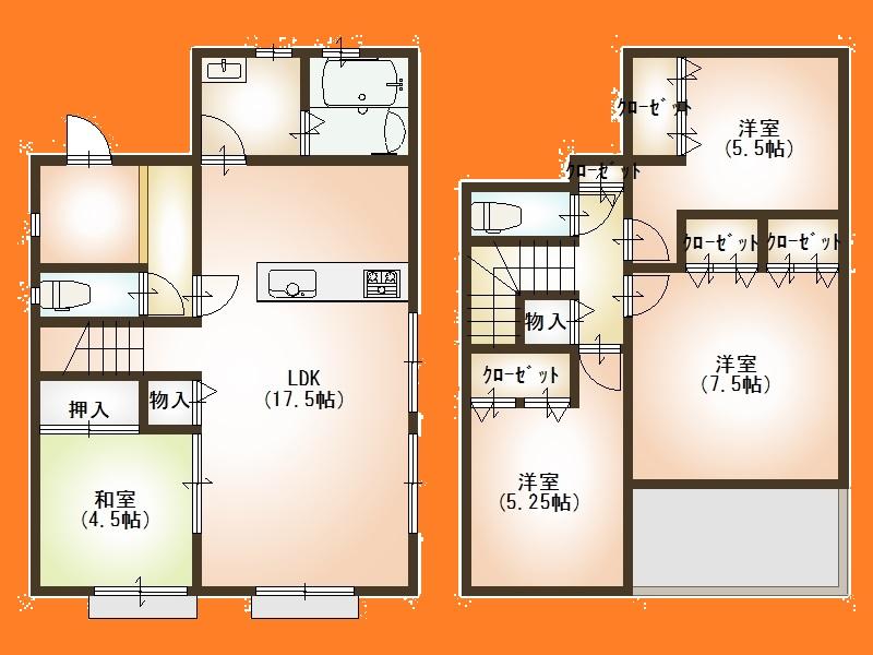 Other building plan example. 4LDK, Building price 12.8 million yen, Building area of ​​about 28 square meters