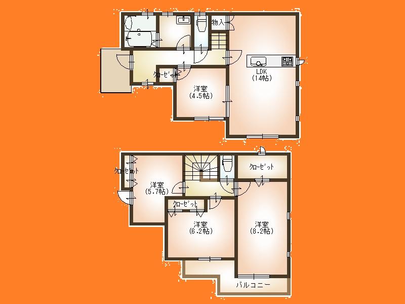Floor plan. (B Building), Price 32 million yen, 4LDK, Land area 120.05 sq m , Building area 92.73 sq m