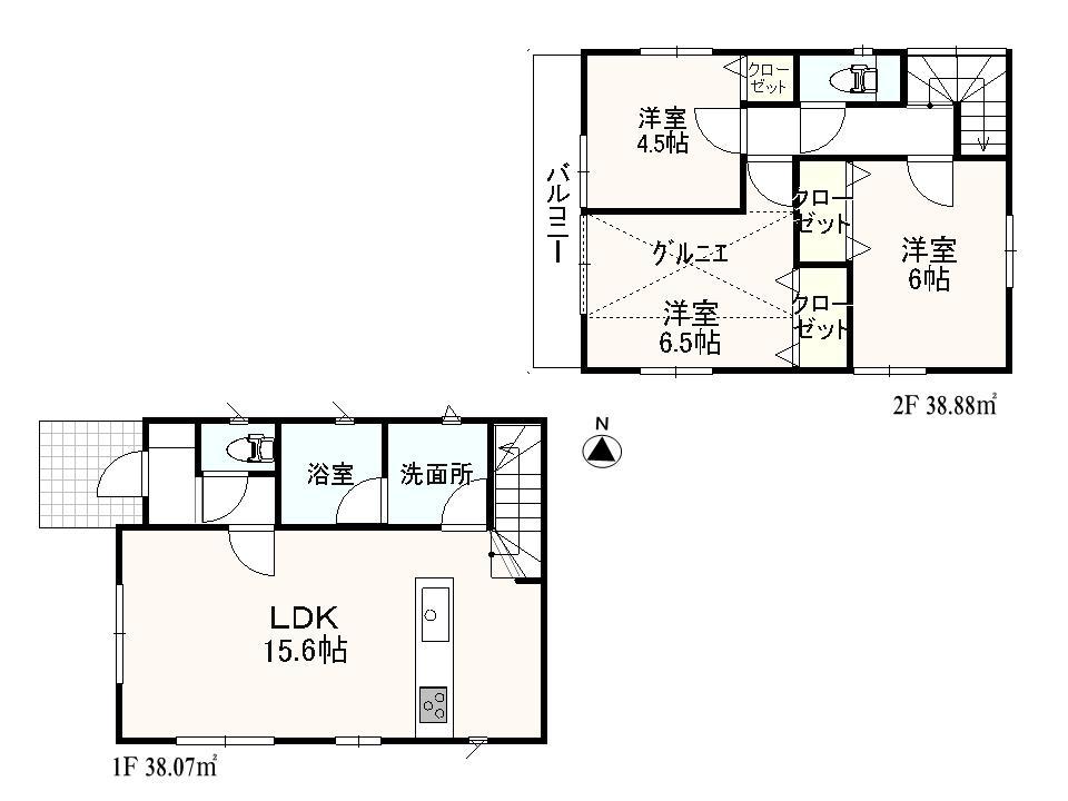 Floor plan. 26,800,000 yen, 3LDK, Land area 101.43 sq m , Building area 76.95 sq m