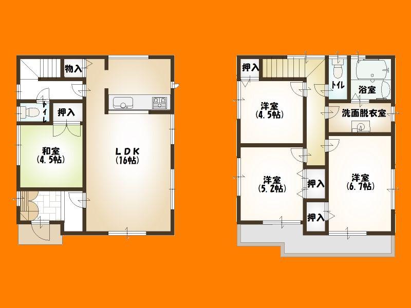 Floor plan. 24 million yen, 4LDK, Land area 115.93 sq m , Building area 90.67 sq m 1 Building floor plan