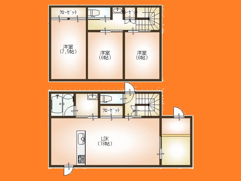 Floor plan. 36,800,000 yen, 3LDK, Land area 130.21 sq m , Building area 96.05 sq m Floor
