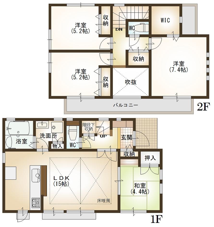 Floor plan. 62,800,000 yen, 4LDK, Land area 120 sq m , Building area 91.82 sq m