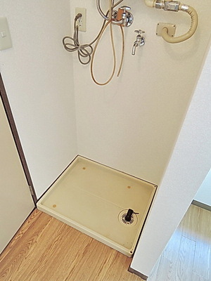 Washroom. Washing machine in the room