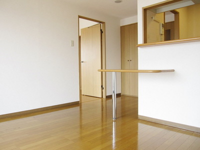 Living and room. Face-to-face kitchen living