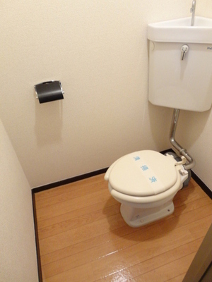 Toilet. Happy bus toilet by