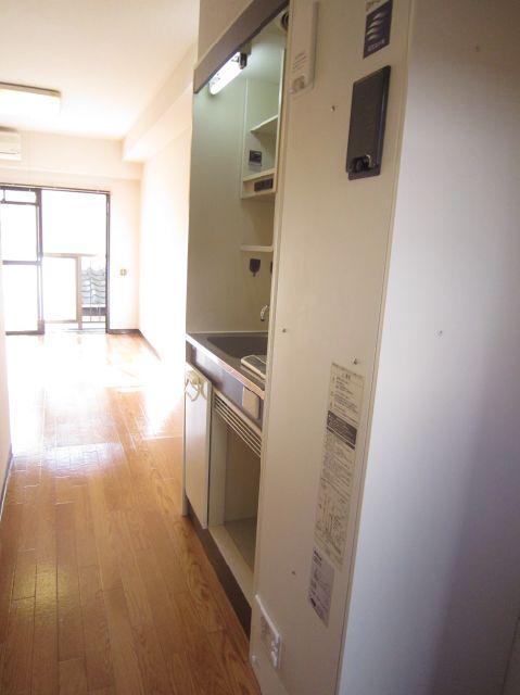 Kitchen. Studio is the type of room