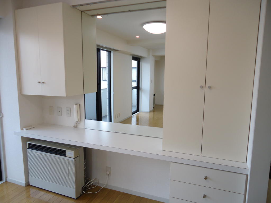 Other Equipment. A large mirror and abundant storage unit