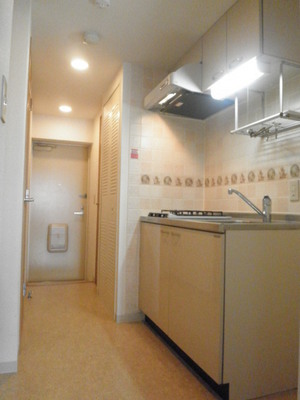 Kitchen. Storage-rich kitchen blind spot from the entrance