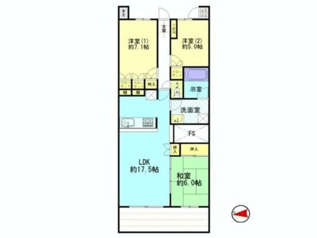 Floor plan. 3LDK, Price 43,900,000 yen, Occupied area 78.95 sq m , Balcony area 12.4 sq m