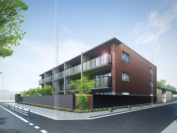 Buildings and facilities. Exterior - Rendering ※ Which was raised to draw based on the drawings of the planning stage, shape ・ In fact a slightly different color, etc.. Also, It may be subject to change due to reasons of construction.