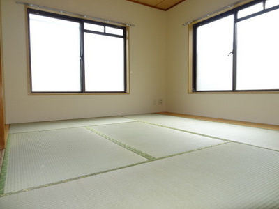 Living and room. Japanese-style two-sided lighting corner room. 