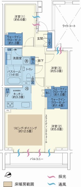 Other. W78a type ・ 3LDK + 3WIC footprint / 78.86 sq m  Balcony area / 8.82 sq m  ※ WIC = walk-in closet