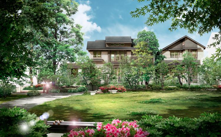 Cityscape Rendering. New urban area of ​​all 17 House to birth within walking distance from the bustle of the city "Kichijoji". Local neighborhood by first-class low-rise exclusive residential area, High building is less quiet residential area. Town charm "convenience" × "Midorikei" each other sound (Cityscape Rendering)