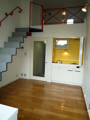 Living and room. Room with a staircase