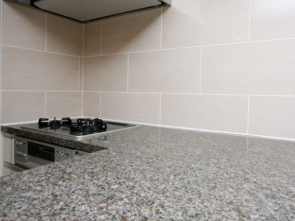 Kitchen.  [Natural granite counter tops] The counter top in the kitchen, Adopt a natural granite. Durable, Beautiful pattern that produced natural will produce beautiful space.