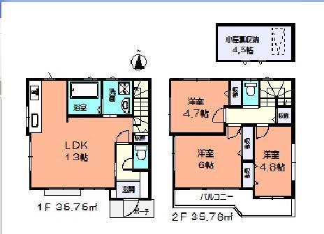 Building plan example (floor plan). Building plan example ( Issue land) Building Price Ten thousand yen, Building area 71.53 sq m