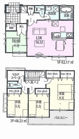 Floor plan. 66,800,000 yen, 4LDK, Land area 114.02 sq m , Building area 100.4 sq m