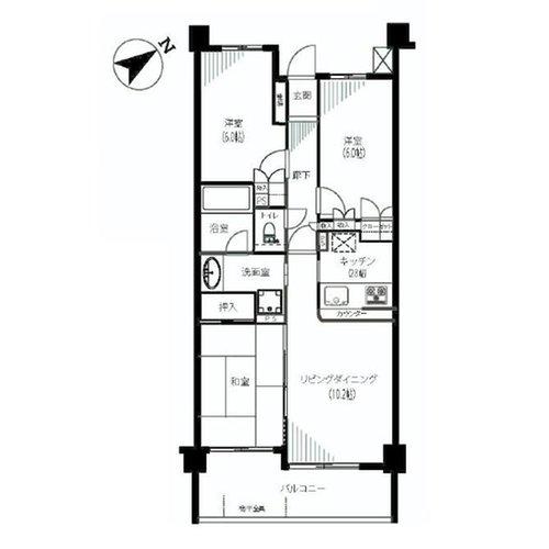 Floor plan. 3LDK, Price 46,800,000 yen, Occupied area 68.24 sq m , Balcony area 10.3 sq m