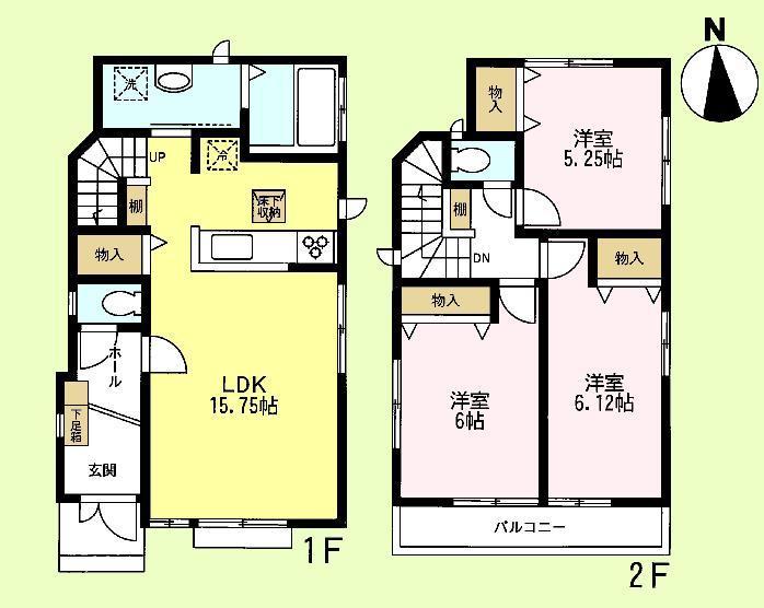 Floor plan. (1 Building), Price 45,800,000 yen, 3LDK, Land area 97.26 sq m , Building area 81.46 sq m
