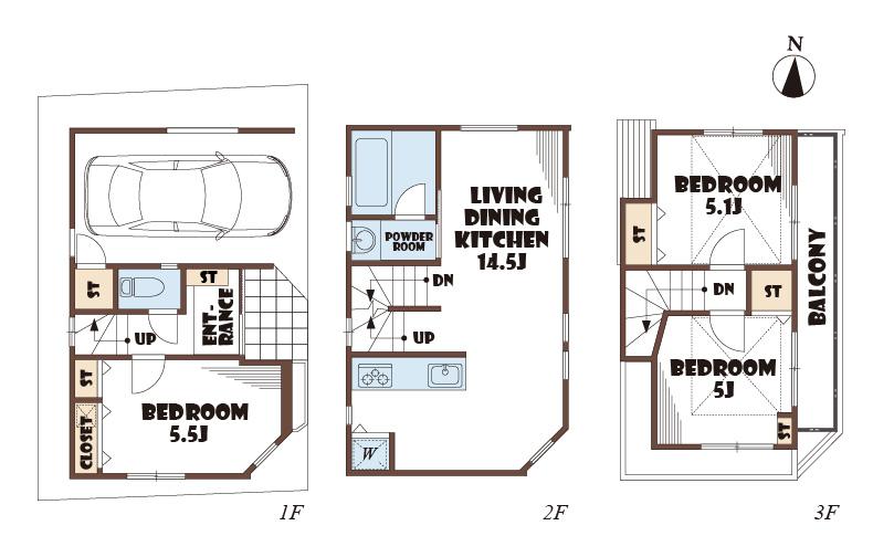 Floor plan. 49,800,000 yen, 3LDK, Land area 48.1 sq m , Building area 86.1 sq m