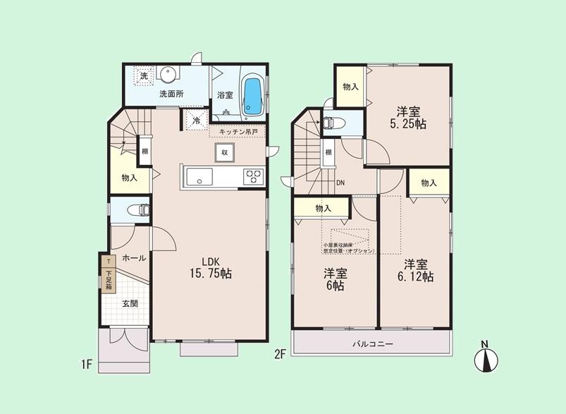 Floor plan. (1 Building), Price 45,800,000 yen, 3LDK, Land area 97.26 sq m , Building area 81.46 sq m