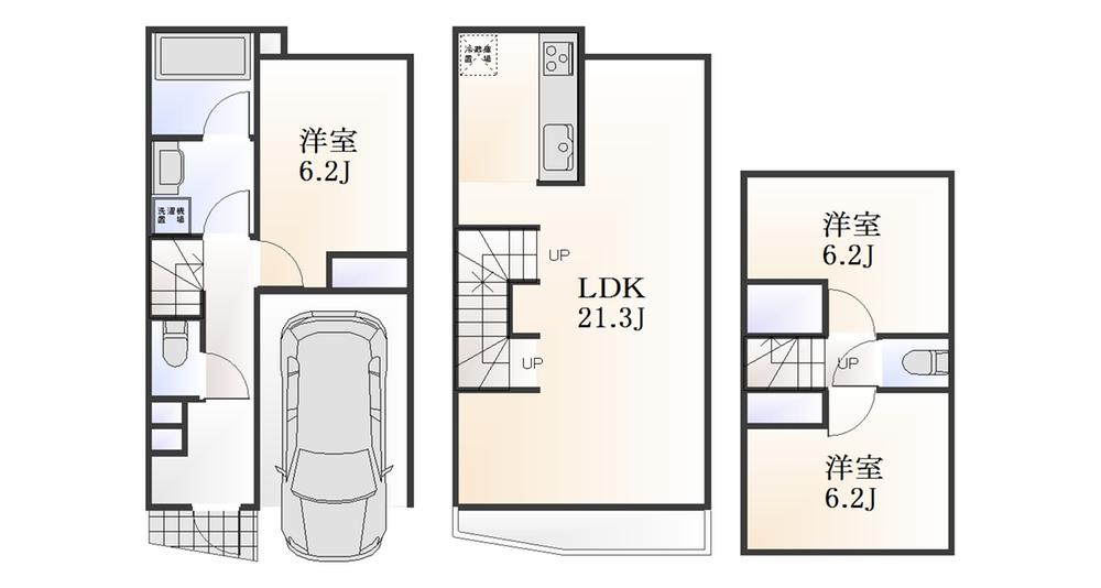 Floor plan. Price 63,800,000 yen, 3LDK, Land area 63.47 sq m , Building area 89.43 sq m