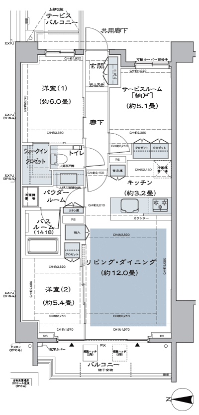Floor: 2LD ・ K + S (service Room [Storeroom] ) + WIC (walk-in closet), the occupied area: 70.15 sq m, Price: 66,823,000 yen, now on sale