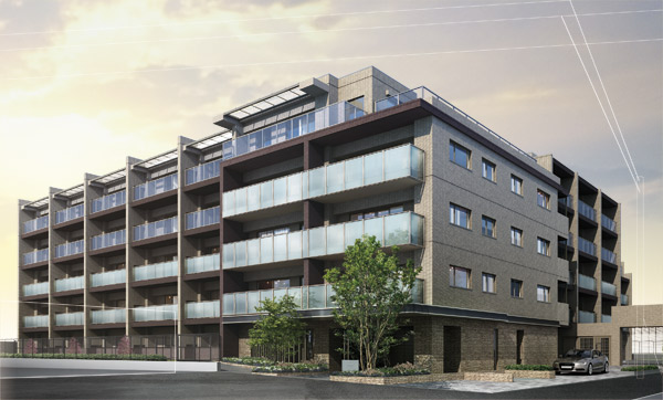 Shared facilities.  [Exterior - Rendering] <Gratia Higashi-Nakano>, Mansion on the ground five-story nestled on top of the hill. It is poised in a suitable simple and elegant design in this land calm, Home to clear some living space that wraps around the living large, Mansion to continue quietly watching and self-possessed the verge of skyscrapers. As mellow stage of life, All 76 House to be creative in the land of silence deepens.