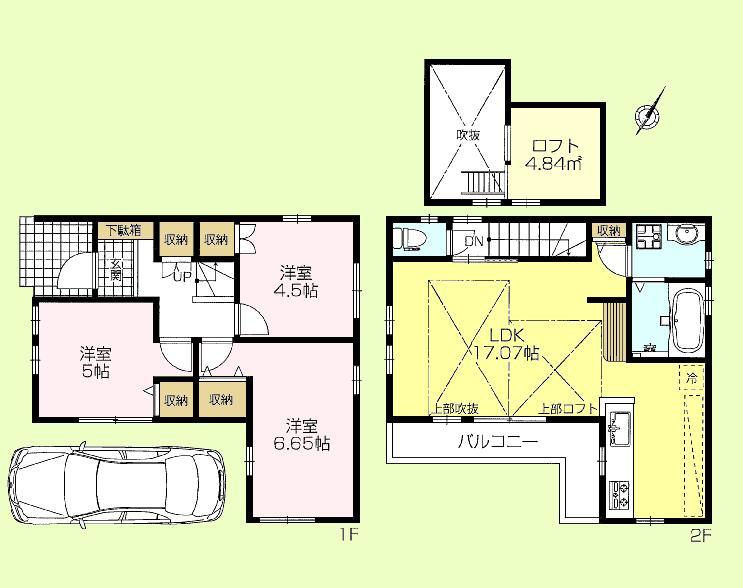 Floor plan. 49,800,000 yen, 3LDK, Land area 70.01 sq m , Building area 74.77 sq m