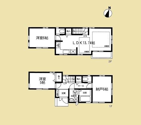 Floor plan. (1 Building), Price 44,800,000 yen, 3LDK, Land area 68.21 sq m , Building area 72.45 sq m