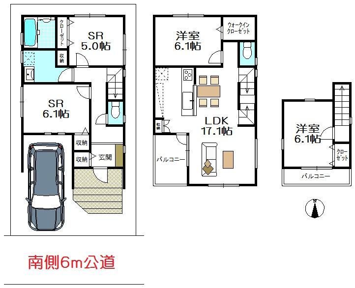 Floor plan. (B Building), Price 61,300,000 yen, 2LDK+2S, Land area 82.36 sq m , Building area 108.05 sq m